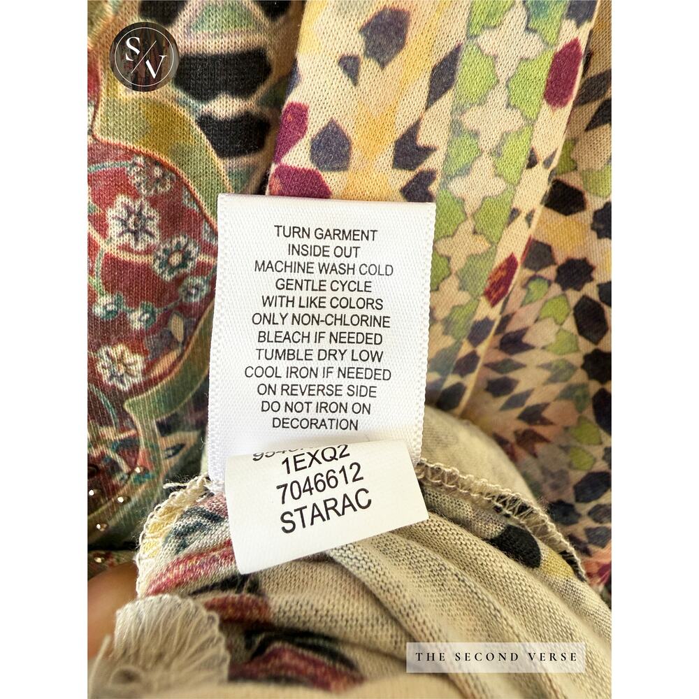 World Unity Boho Graphic  Live and Let Live Scoop Neck Printed Poncho Plus Size - Picture 8 of 9